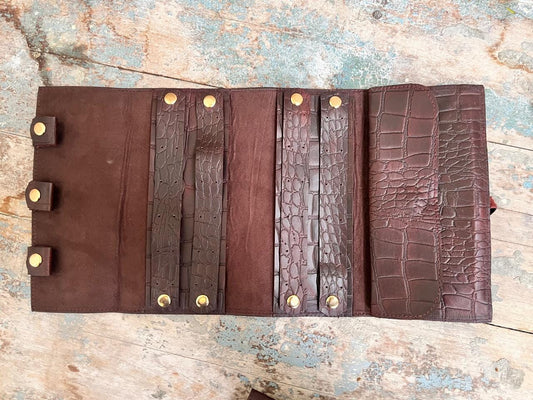 Personalized Leather Travel Jewelry Roll: Engraved Jewelry Storage Case